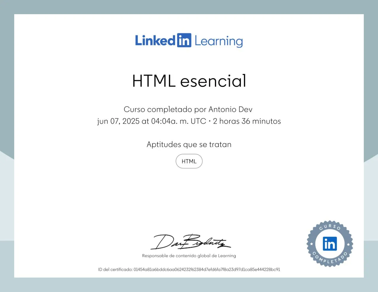 Certificado de HTML esencial